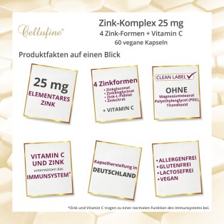 Cellufine®  Zink-Komplex + Vitamin C - 25 mg Zink - 60 vegane Kapseln