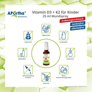 Vitamin D3 + K2 Mundspray für Kinder - Erdbeergeschmack  - 25 ml