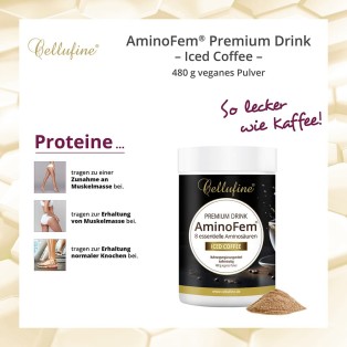 Cellufine® AminoFem® 8 essentielle Aminosäuren Premium Drink - Iced Coffee - 480 g veganes Pulver