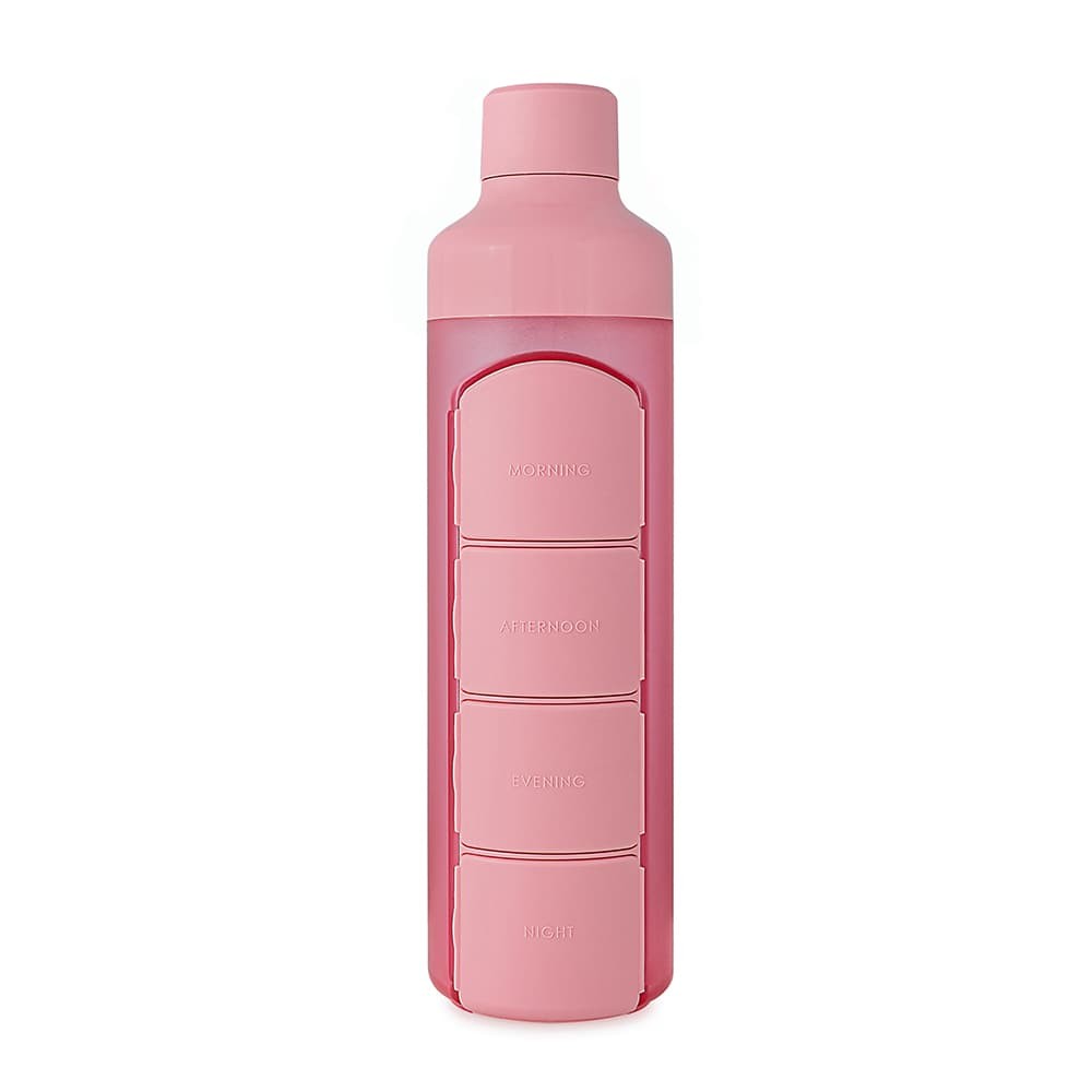 YOS Bottle - Rosa Trinkflasche mit Pillendose