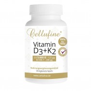 Cellufine® Vitamin D3 5.000 IE + Vitamin K2 MK-7 200 µg - 120 vegetarische Kapseln | Familienpackung